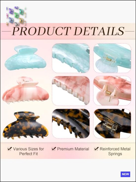 12 Acrylic Hair Claw Clips Non Slip Hold Clamps Bulk Leopard Print Barrettes main image 4